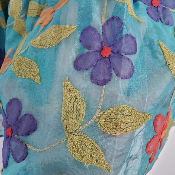 Barbeau 100% silk colourful floral skirt with embroidery size 8 - Picture 5 of 12